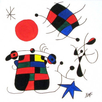 Named contemporary work « Hommage à Miro 8 », Made by C.BELLINI