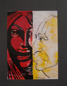 Named contemporary work « L'indien et visage jaune », Made by PAPISCA