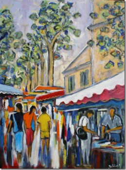 Named contemporary work « Marché d'Aix en Provence », Made by FRANCIS JALIBERT