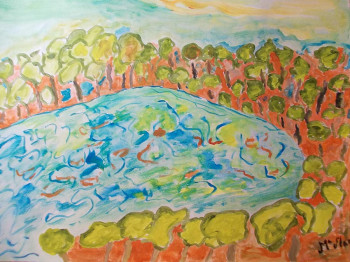 Named contemporary work « Mountains Lake », Made by MARIANA