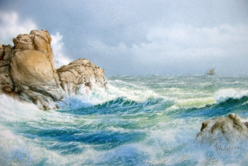 Named contemporary work « Marine V : Tempête au Croisic », Made by HERVé RICHARD