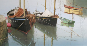 Named contemporary work « Marine XV : Vieux gréements au mouillage », Made by HERVé RICHARD