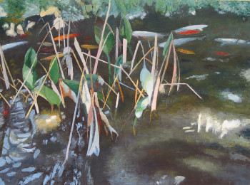 Named contemporary work « Le bassin aux carpes », Made by MARCEL DUMAS