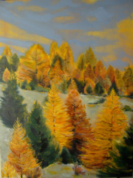 Contemporary work named « La forêt de mélèzes dans la Vallée de la Guisane », Created by BONNEAU-MARRON