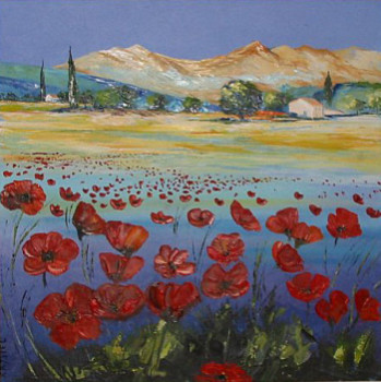 Named contemporary work « Rouges coquelicots », Made by KRYSTEL