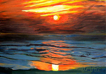 Named contemporary work « coucher de soleil », Made by LUIGINA