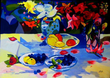 Named contemporary work « fleurs et fruits », Made by IMAD BOUFAMA