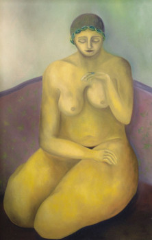 Contemporary work named « Nu jaune à la bague », Created by FRANçOISE COEURET