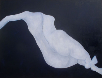 Named contemporary work « Le nu allongé blanc sur banquette noire », Made by FRANçOISE COEURET