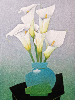 Contemporary work named « Bouquet d'arums », Created by JEAN CLAUDE MAUREL