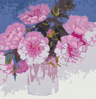 Named contemporary work « Bouquet de pivoines », Made by JEAN CLAUDE MAUREL