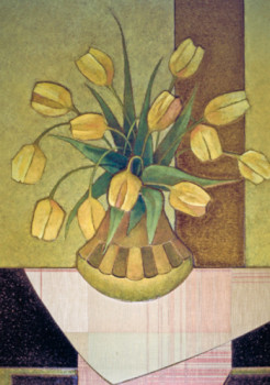 Named contemporary work « Bouquet de tulipes », Made by JEAN CLAUDE MAUREL