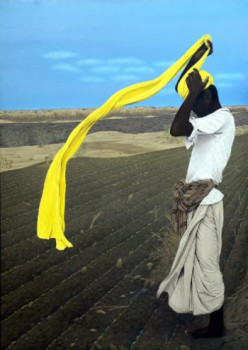 Named contemporary work « Foulard dans le désert du THAR », Made by JEAN CHOUET