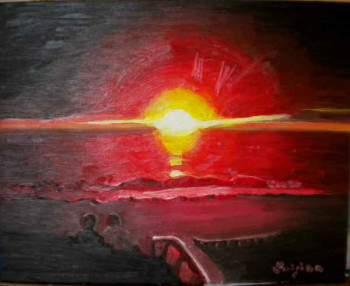 Named contemporary work « coucher de soleil Biscarosse », Made by LUIGINA