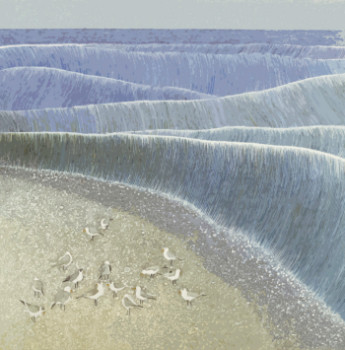 Named contemporary work « La plage aux mouettes », Made by JEAN CLAUDE MAUREL