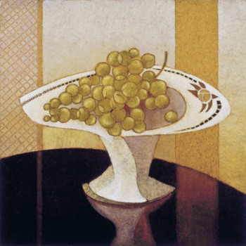 Named contemporary work « Compotier à la grappe de raisins », Made by JEAN CLAUDE MAUREL