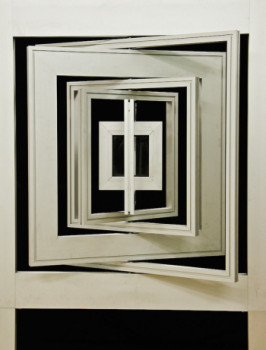 Contemporary work named « Cinq carrés concentriques avec rotation axe vertical 03 », Created by JEAN CLAUDE MAUREL