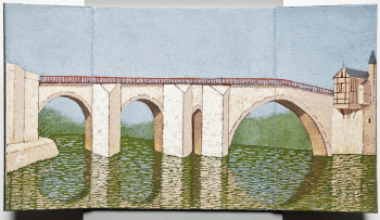 Named contemporary work « Villeneuve sur Lot Pont Vieux (ouvert) 1 », Made by JEAN CLAUDE MAUREL