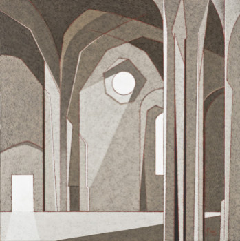 Named contemporary work « Intérieur de cathédrale », Made by JEAN CLAUDE MAUREL