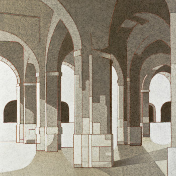 Named contemporary work « Sous la halle de Fleurance (Gers) », Made by JEAN CLAUDE MAUREL