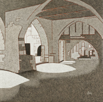 Named contemporary work « A l'ombre des arcades », Made by JEAN CLAUDE MAUREL