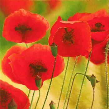 Named contemporary work « Coeurs de coquelicots », Made by FRANK GODILLE