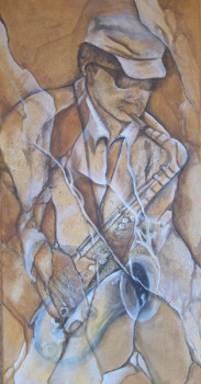 Named contemporary work « SAXOPHONISTE », Made by CHANTALOUPEINTURE