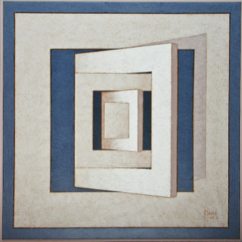 Contemporary work named « Rotation de 5 carrés concentriques 05 », Created by JEAN CLAUDE MAUREL
