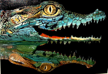 Named contemporary work « le bébé crocodile », Made by ROLAND CHAIGNE