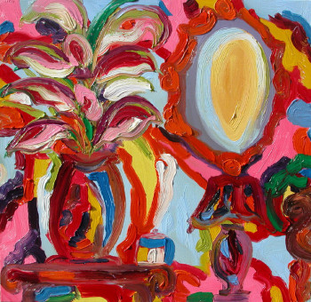 Named contemporary work « Flowers and mirror », Made by NIMODA