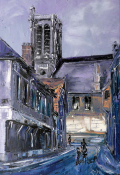 Named contemporary work « rue de la Crosse  et la cathédrale  TROYES aube  10 », Made by GEBO