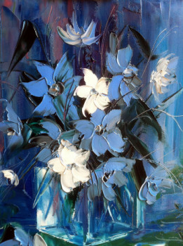 Named contemporary work « les fleurs  bleues », Made by GEBO