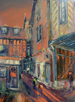 Named contemporary work « TROYES  la  ruelle  des  Chats », Made by GEBO