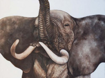 Named contemporary work « CHARGING ELEPHANT », Made by JOE JOHNSON
