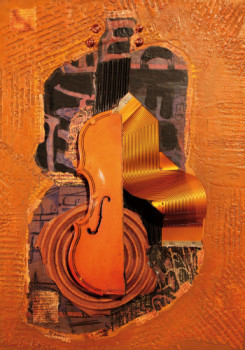 Named contemporary work « violon de feu », Made by FRED BINET