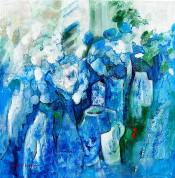 Named contemporary work « Fleuriste bleu », Made by BRIGITTE BAUMANN