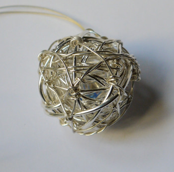 Contemporary work named « Silver Sphere », Created by ADRIENNE JALBERT