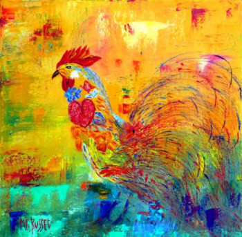 Named contemporary work « LE COQ REVEUR », Made by MARIE-FRANCE BUSSET