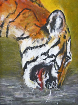 Named contemporary work « tigre assoiffé », Made by FRAMBOISE