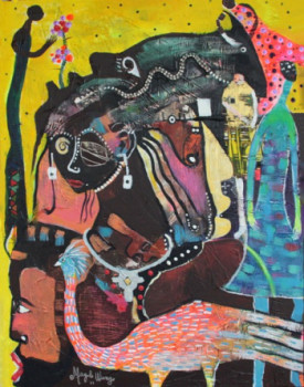 Named contemporary work « La Dame Noire », Made by MAGULE WANGO