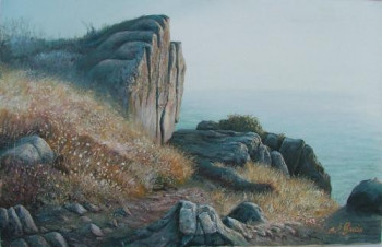 Named contemporary work « Cancale rocher sur la falaise de la pointe du grouin en bretagne », Made by FABIEN GAUDIN