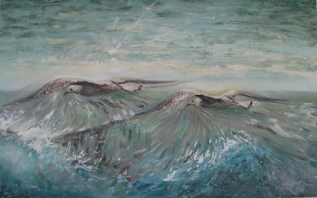 Named contemporary work « Goélands en harmonie avec la mer le vent et le ciel », Made by FABIEN GAUDIN