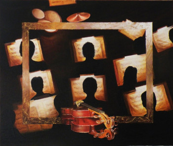 Named contemporary work « La leçon de violon en Stradivarius », Made by FRANK GODILLE