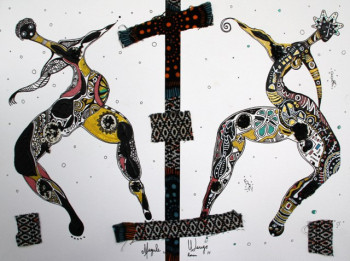 Named contemporary work « Danse de l'Amour », Made by MAGULE WANGO