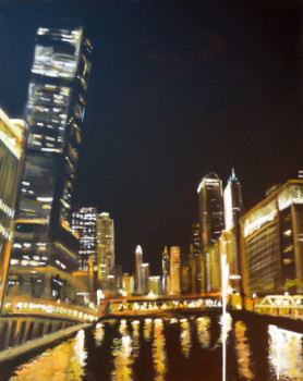 Named contemporary work « Chicago II (nocturne) », Made by BONNEAU-MARRON