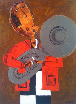 Named contemporary work « L homme au tuba », Made by WALTER CIANDRINI