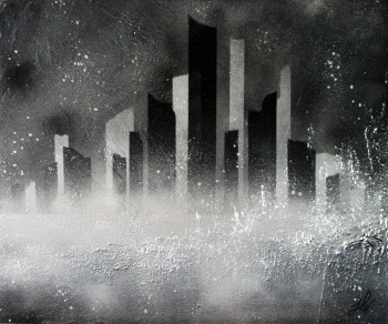 Named contemporary work « City graff silver #2 », Made by JLé