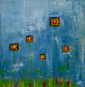 Named contemporary work « coquelicot bleu », Made by GILLES BOXLER