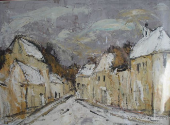 Named contemporary work « Village enneigé », Made by MONIQUE VEYSSIERE