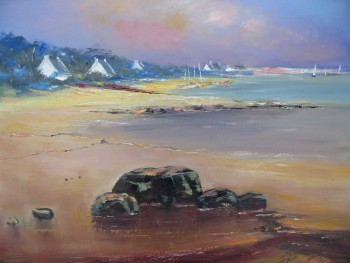 Named contemporary work « rochers sur la plage 1 », Made by ALAIN COJAN